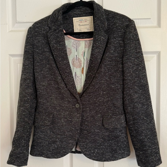 Anthropology Cartonnier Black Tweed Lined Blazer - Picture 2 of 7